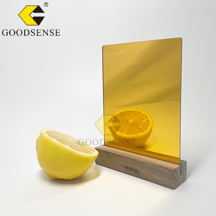 Goodsense Miroir Incassable Plastic Glass Mirror Colour Organic Environmetal Plexiglass Mirror Board Consumable Signage Material Unbreakable Mirror Lucite Gold Dual Mirror Acrylic Panel Distributor