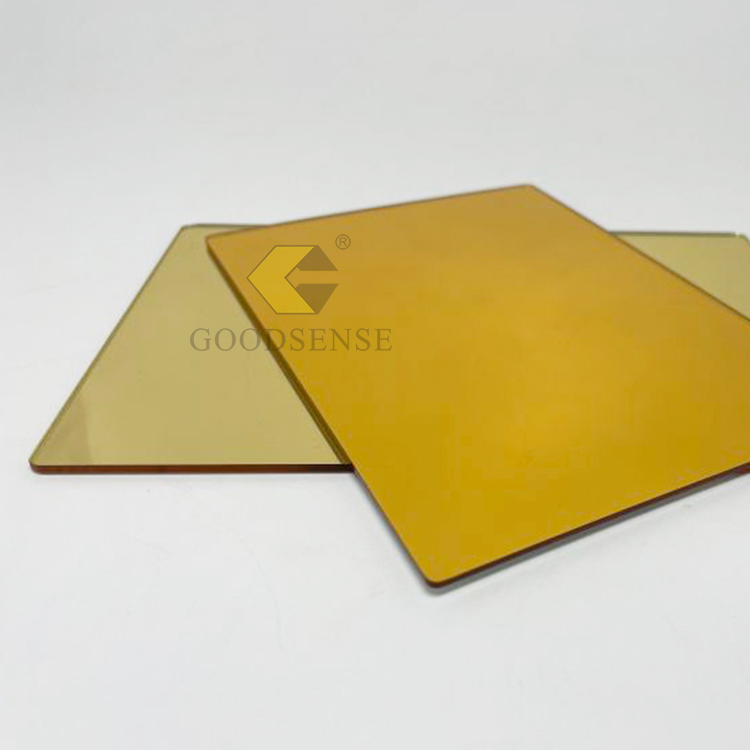 Goodsense Golden Acrylic Double Sided Mirror Panel Wholesale Back Cover Chemcast Lucite Mirror Thin Plastic Mirror Reflective Acryl Glass Safety Perspex Discs Tiles Mirror India for Laser Engrave