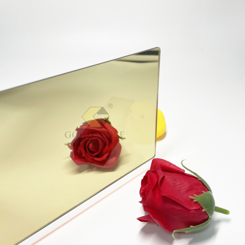 Goodsense Gold Acrylic Two Way Mirror Wholesale 100% Virgin Organic Plexiglass Mirror Custom Transparent PMMA Perspex Sheet Half Mirror See-Through Mirror for Infinity Mirror