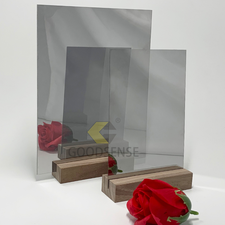 Goodsense Grey Acrylic Two Way Mirror Sheet Wholesale GSAMH Chemcast Safety Glass Mirror Organic Acryl 3d Acrylic Mirror See Through Half Mirror Plate Thailand for Chess Table