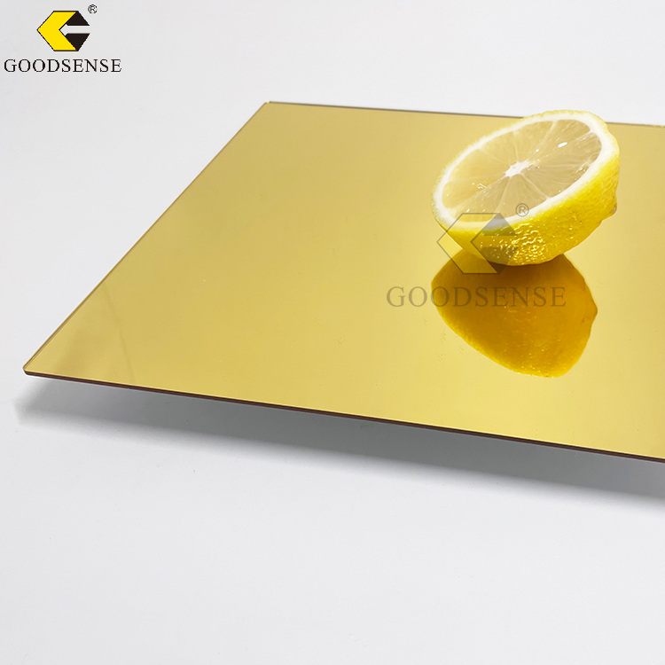 Goodsense GSAM Mirror Perspex Plastic Glass Unbreakable Non Light Leakage Paint Lucite Material Durable Mirror Lucite Gold Acrylic Single Sided Mirror Plate Distributor