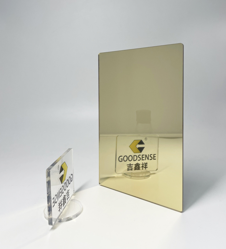 Goodsense Gold Acrylic Two Way Mirror Wholesale 100% Virgin Organic Plexiglass Mirror Custom Transparent PMMA Perspex Sheet Half Mirror See-Through Mirror for Infinity Mirror